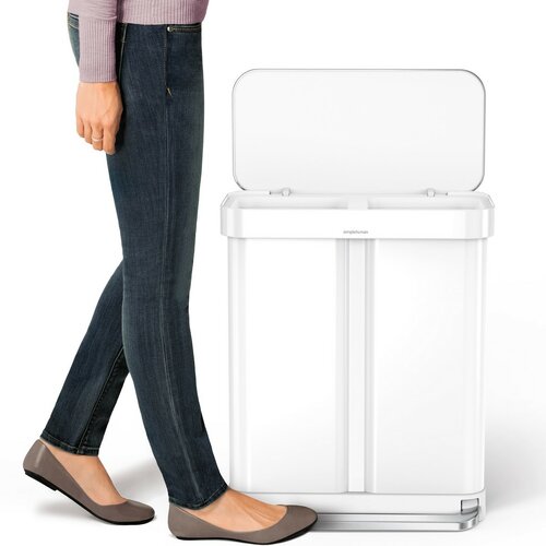 Simplehuman Pedálový koš na separovaný zber odpadu58 l, biely