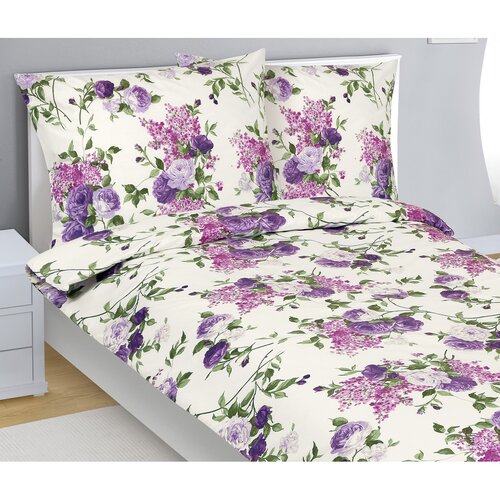Bellatex Bavlnené obliečky Ruže lila, 140 x 220 cm, 70 x 90 cm
