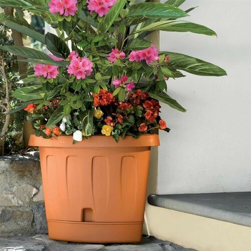 Bama Eckiger Blumentopf mit Untersetzer Victoria Terrakotta, 40 x 54 x 45 cm