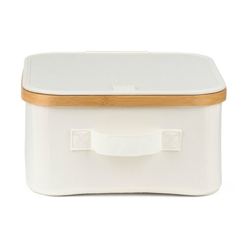 Úložný box G21 30 x 30 x 15 cm, bambusový s vekom, béžový