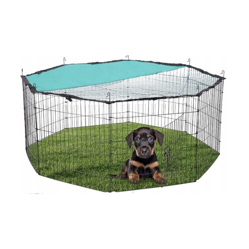 Aldotrade Ohrádka pre drobné zvieratá vrátane siete so slnečnou clonou, 8 panelov 56 x 57 cm