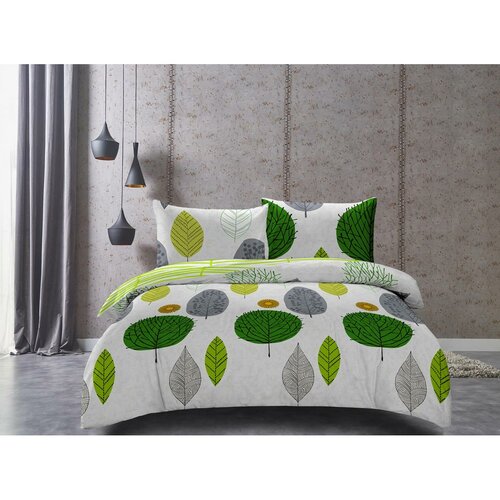 DecoKing Saténové povlečení Ducato Greenleaf, 200 x 220 cm, 2 ks 70 x 90 cm