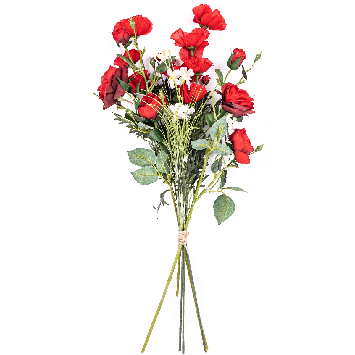Fotografie Umělá kytice růží a máku, 27 x 72 x 12 cm