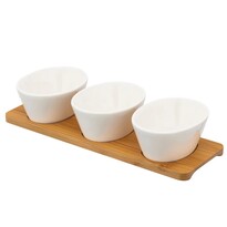 Altom Porcelanski set za namakanje na pladnju iz bambusa Regular 150 ml, 3 kosi