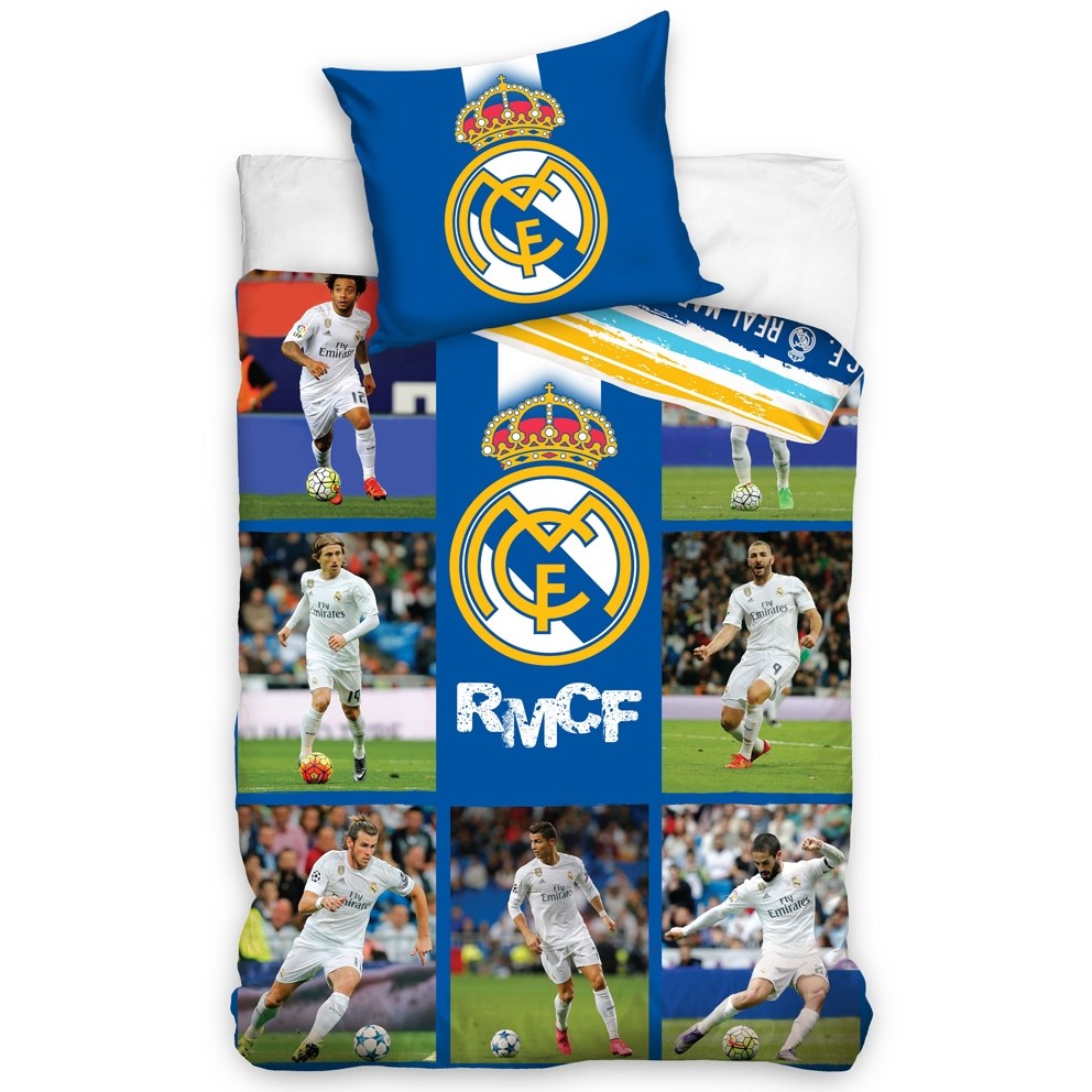 Carbotex Bavlnené obliečky Real Madrid Mozaika, 140 x 200 cm, 70 x 90 cm