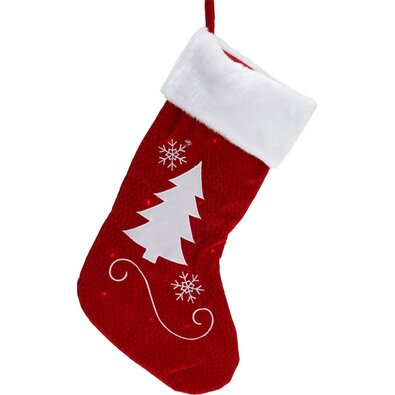 Karácsonyi LED-es zokni piros fával, 41 cm