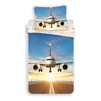 Pościel bawełniana Samolot, 140 x 200 cm, 70 x 90 cm