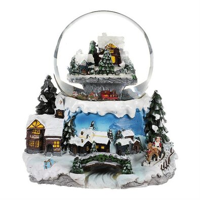 Vianočné snežítko Zimná krajina, svietiace, otočné, melódia, 19 x 19 x 18 cm