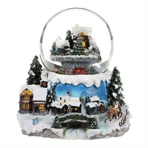 Різдвяна сніжна куля Зимовий пейзаж, світний, обертовий, мелодія, 19 x 19 x 18 см