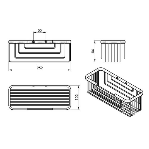 GEDY 2419-14 Smart polc, 25,2 x 8,6 x 10,2 cm ,fekete matt