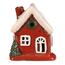 Vianočná dekorácia keramický domček s bielou strechou, LED, červená