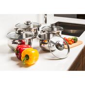 4Home set oale inox cu capac sticlă Destiny, 8 piese
