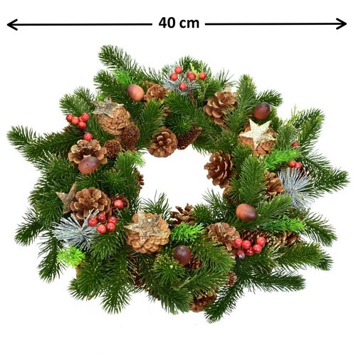 Vánoční zdobený smrkový věnec Winter Dream, 40 cm