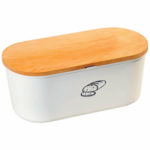 Kesper 85090 Kenyértartó deszkával, fehér, 34 x 14x 18 cm