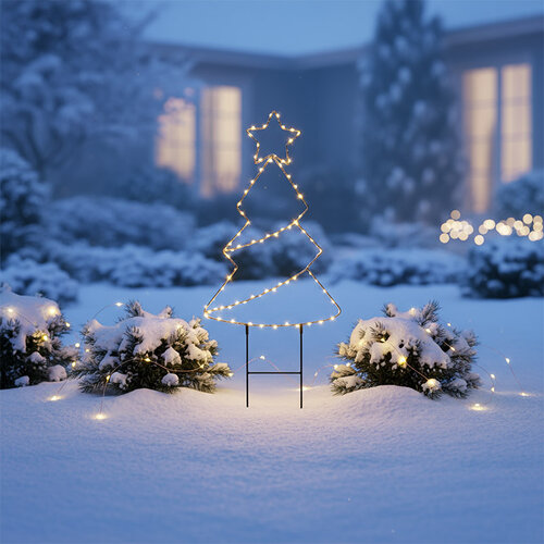 Solight LED venkovní dekorace vánoční stromeček, 85x LED, časovač, 68cm, 3x AA, 1v290