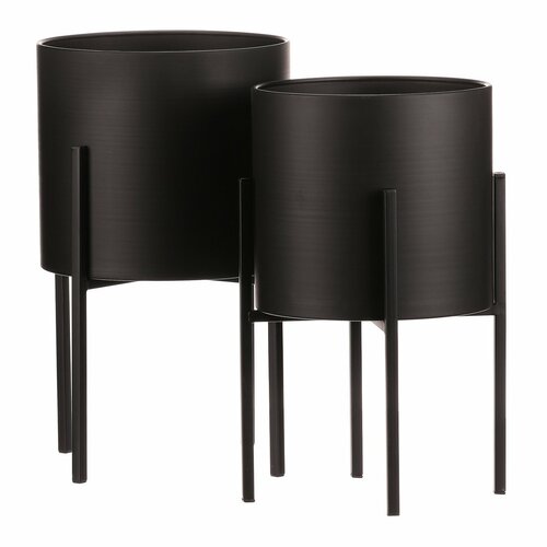 Set suporturi din metal pentru flori Interier, negru, 2 buc.