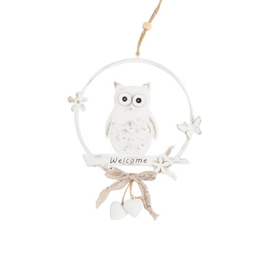 Decoraţiune suspendată Bufniţă albă, 16 cm