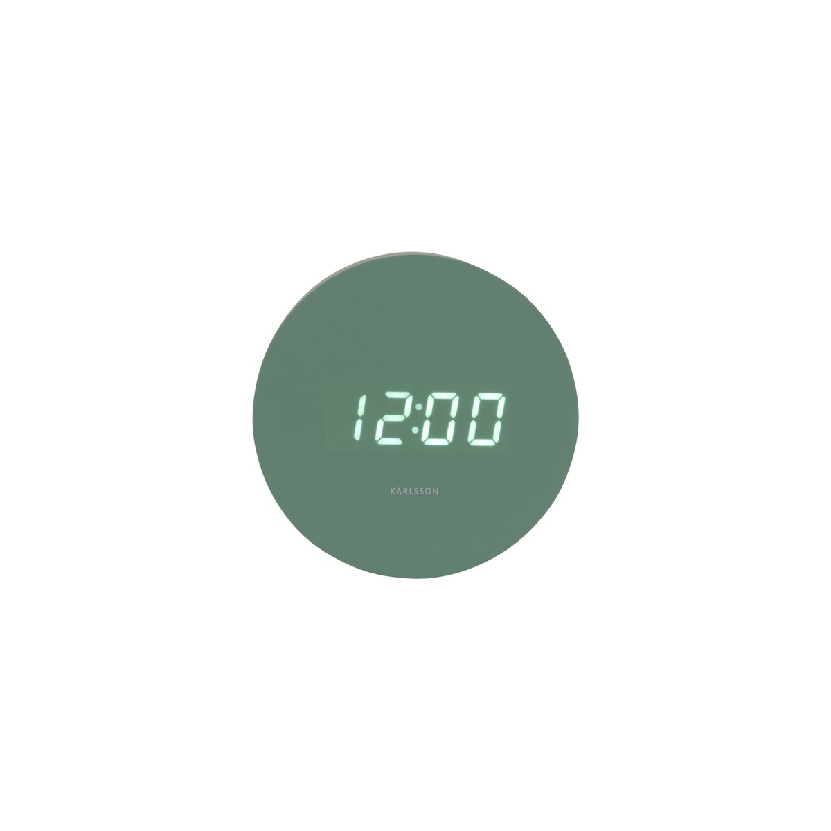 Karlsson 5981GR designerski zegar LED z alarmem,zielony, śr. 9 cm