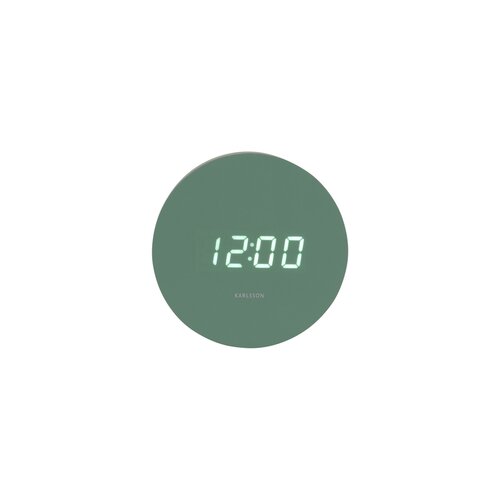 Karlsson 5981GR designerski zegar LED z budzikiem,zielony, średnica 9 cm