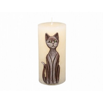 Lumânare decorativă Pisica bej, 14 cm