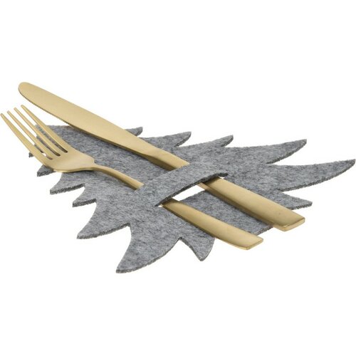 Bestecktasche X-Mas Tree grau, 4er-Set