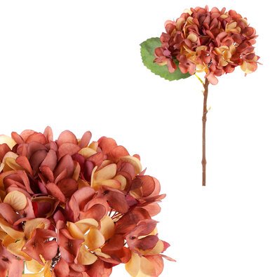 Umetna cvetlica Hortenzija vijolično-rjava, 33 cm