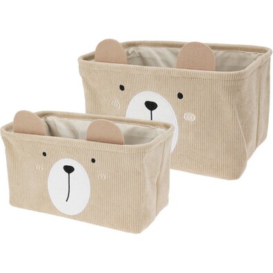 Hatu Kinder-Stoffaufbewahrungskorb, beige, 2 Stück
