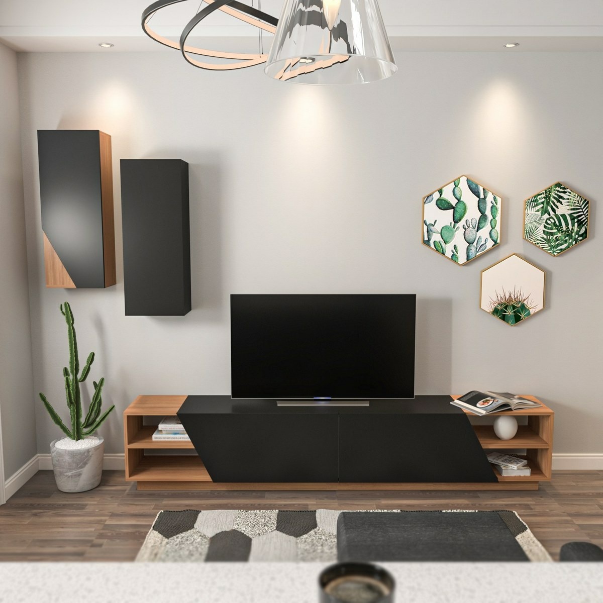 Televízny stolík so skrinkou Zebra Black and Teak