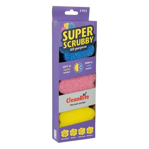 CleanRite Super Scrubby Houbičky 10 x 4 cm, 3 ks