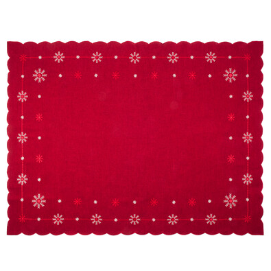 Vánoční ubrus Vločky červená, 120 x 160 cm