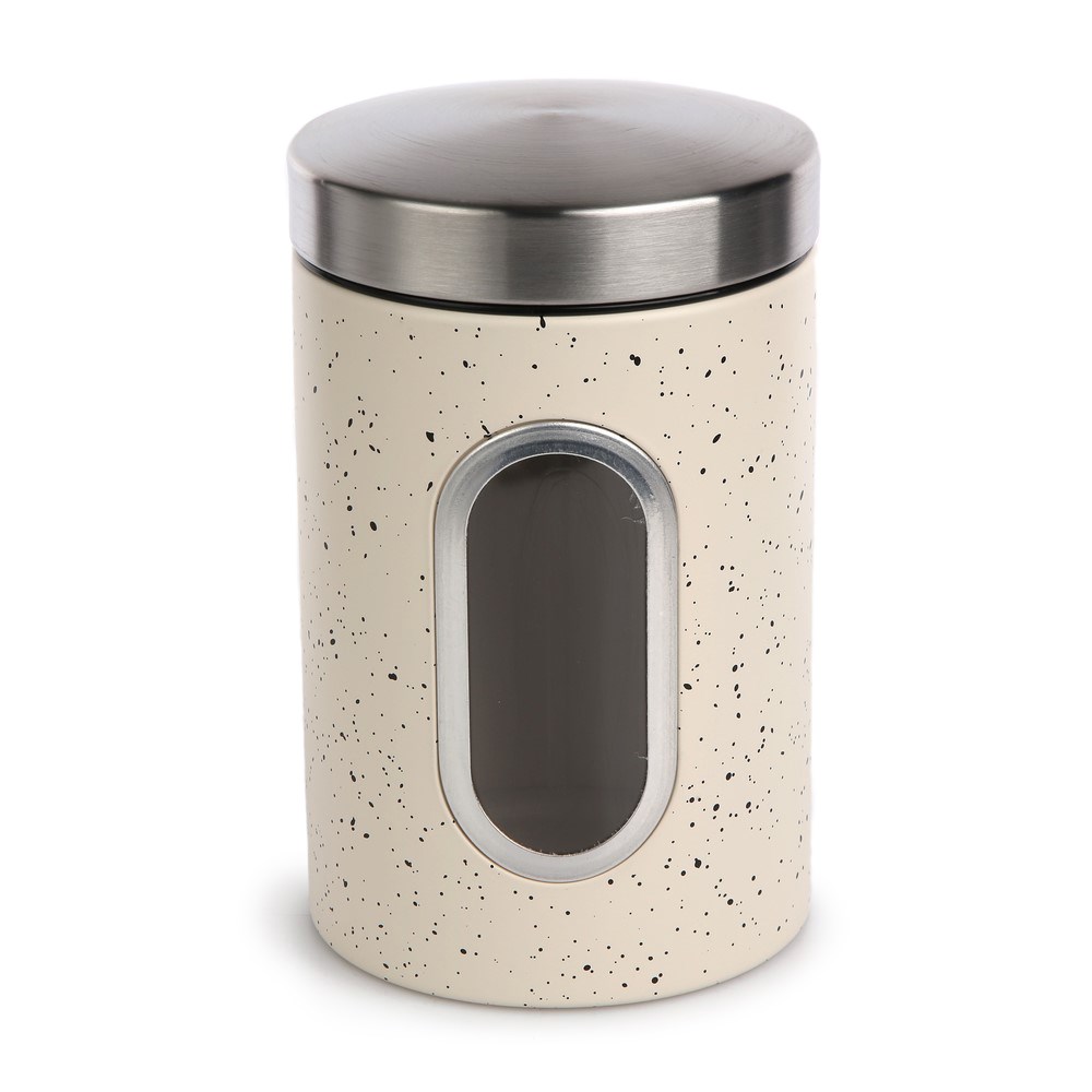 Dóza s okienkom béžový mramor, pr. 11 cm, v. 15 cm