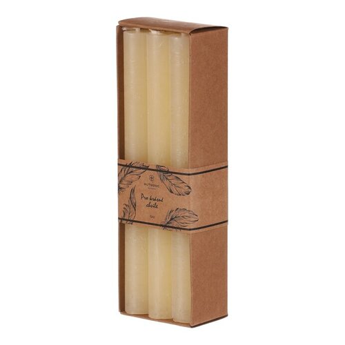 Zestaw świec stożkowych, beżowe, 6 szt., parafinowe