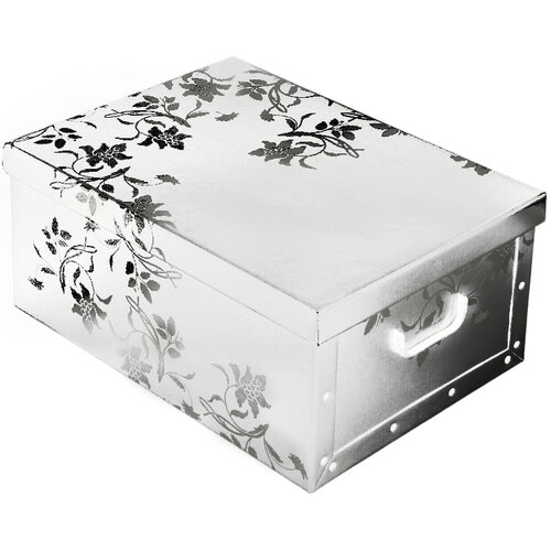 Úložný box s vekom Ornament 51 x 37 x 24 cm, biela