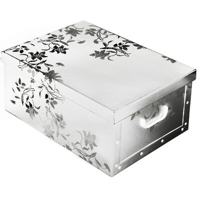 Shranjevalna škatla z pokrovom Ornament 51 x 37 x24 cm, bela