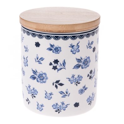 Porcelanska posoda z bambusnim pokrovom Floral,600 ml