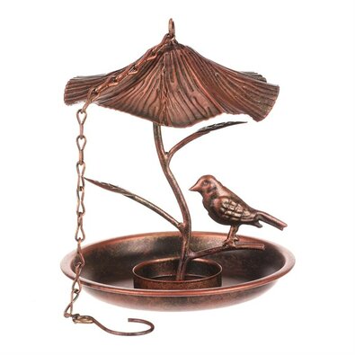 Metalowy karmnik/poidełko wiszący miedziany, 16 x 16 x 48 cm