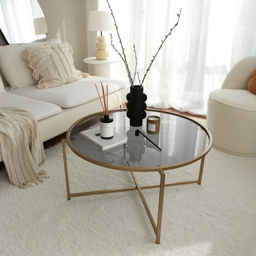 Couchtisch Sun Gold mit dunklem Glas