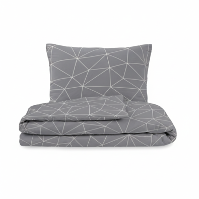 Lenjerie de pat din bumbac Kvalitex Nordic Grid gri, 240 x 220 cm, 2x 70 x 90 cm