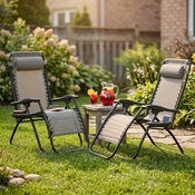 4Home Záhradné plážové polohovacie kreslo Relax, sivá