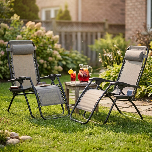 4Home Zahradní plážové polohovací křeslo Relax, šedá