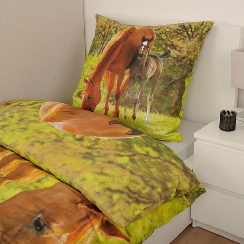Lenjerie de pat din bumbac pentru copii Herding Horse, 135 x 200 cm, 80 x 80 cm