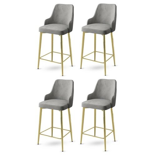 Zestaw krzeseł barowych Enox Grey and Gold, 4 szt.