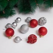 4Home Sada vianočných ozdôb Noel 100 ks, strieborná a červená
