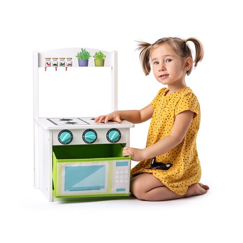 Bucătărie copii Woody cu scaun 2in1, 34 x 31,5 x 56 cm