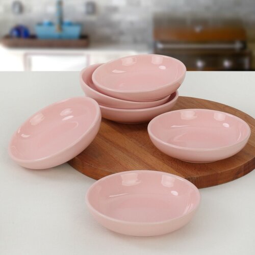 Set de 6 boluri ceramice Lunis 13 cm, roz deschis