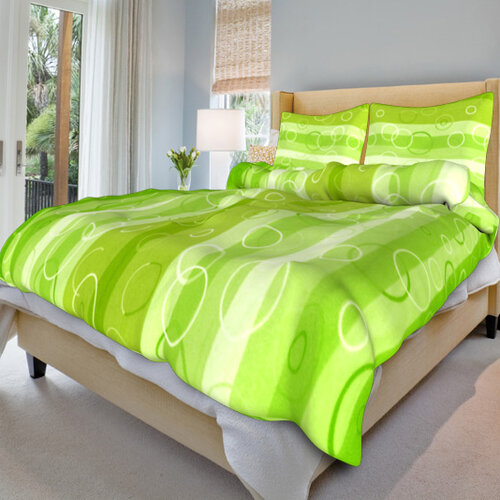 Bavlnené obliečky Kolesá zelená, 140 x 220 cm, 70 x 90 cm