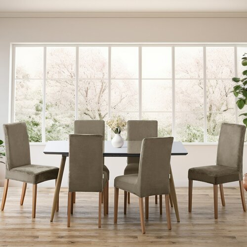 Restilo Napinac za stol Sento bež, 48 x 48 x 58 + 10 cm, komplet 6 kosov