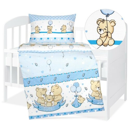 Bellatex Lenjerie de pat din bumbac Agata Bearalbastru, 90 x 135 cm, 45 x 60 cm