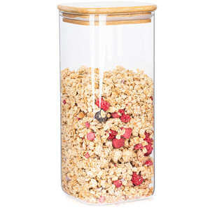 4Home Skleněná dóza na potraviny s víkem Bamboo, 1500 ml
