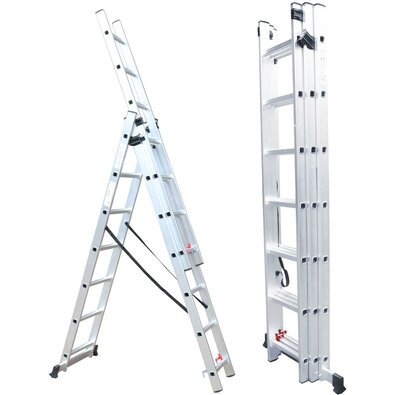 Fieldmann FZZ 4307 dreiteilige Leiter, 3 x 7 Sprossen